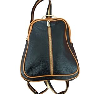 Elegant Black and Tan Leather Backpack